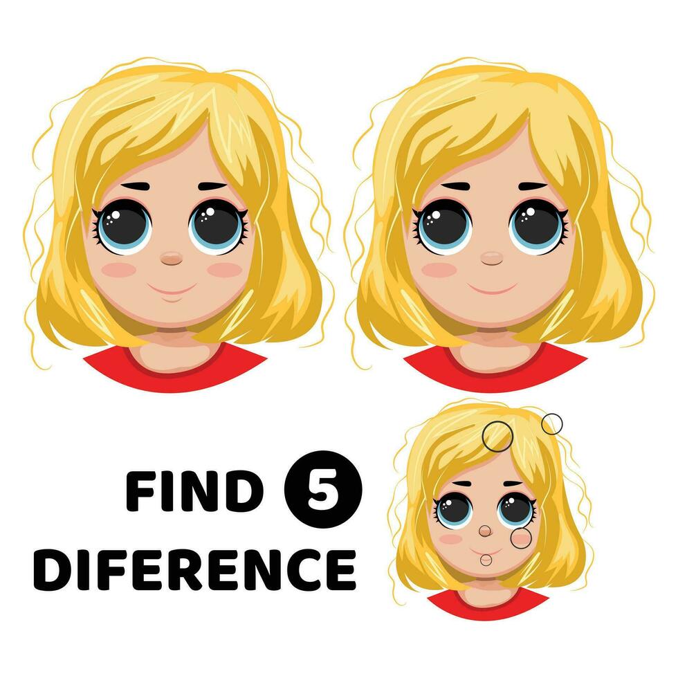 Find differences, educational game for children vector