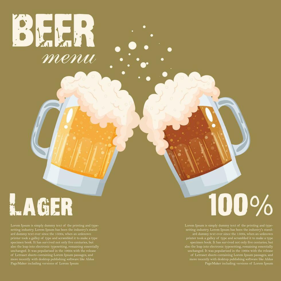 Postcard, cover menu - Beer  vector illustration