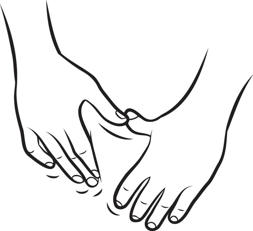 Massage Techniques Line Drawing. vector