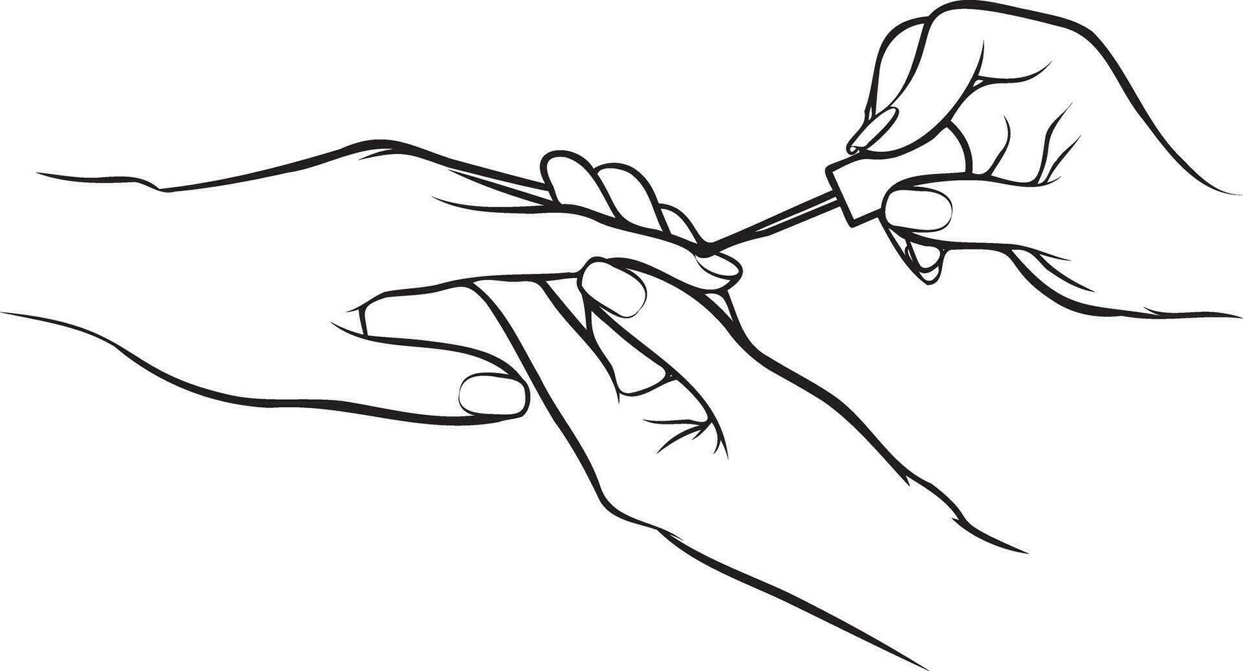 Nail Salon Line Drawing. vector