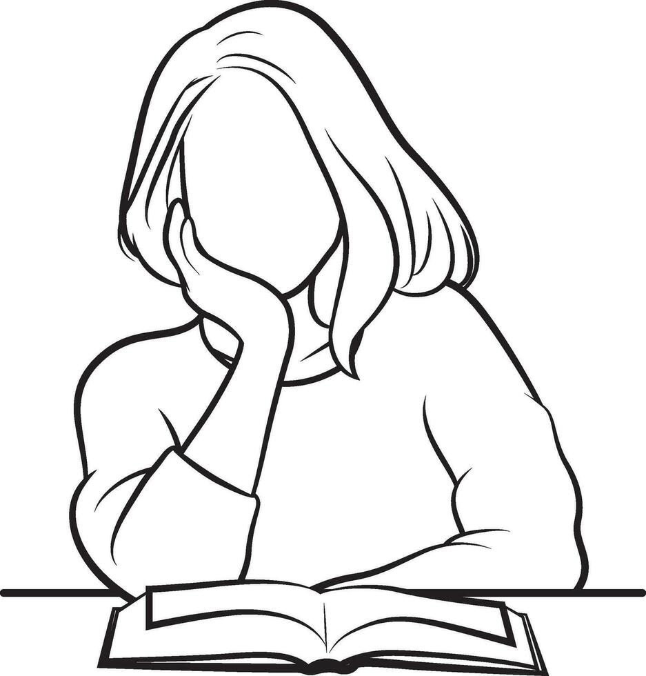 College Student Line Drawing. vector