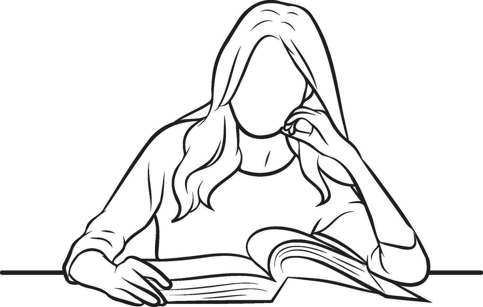 College Student Line Drawing. vector
