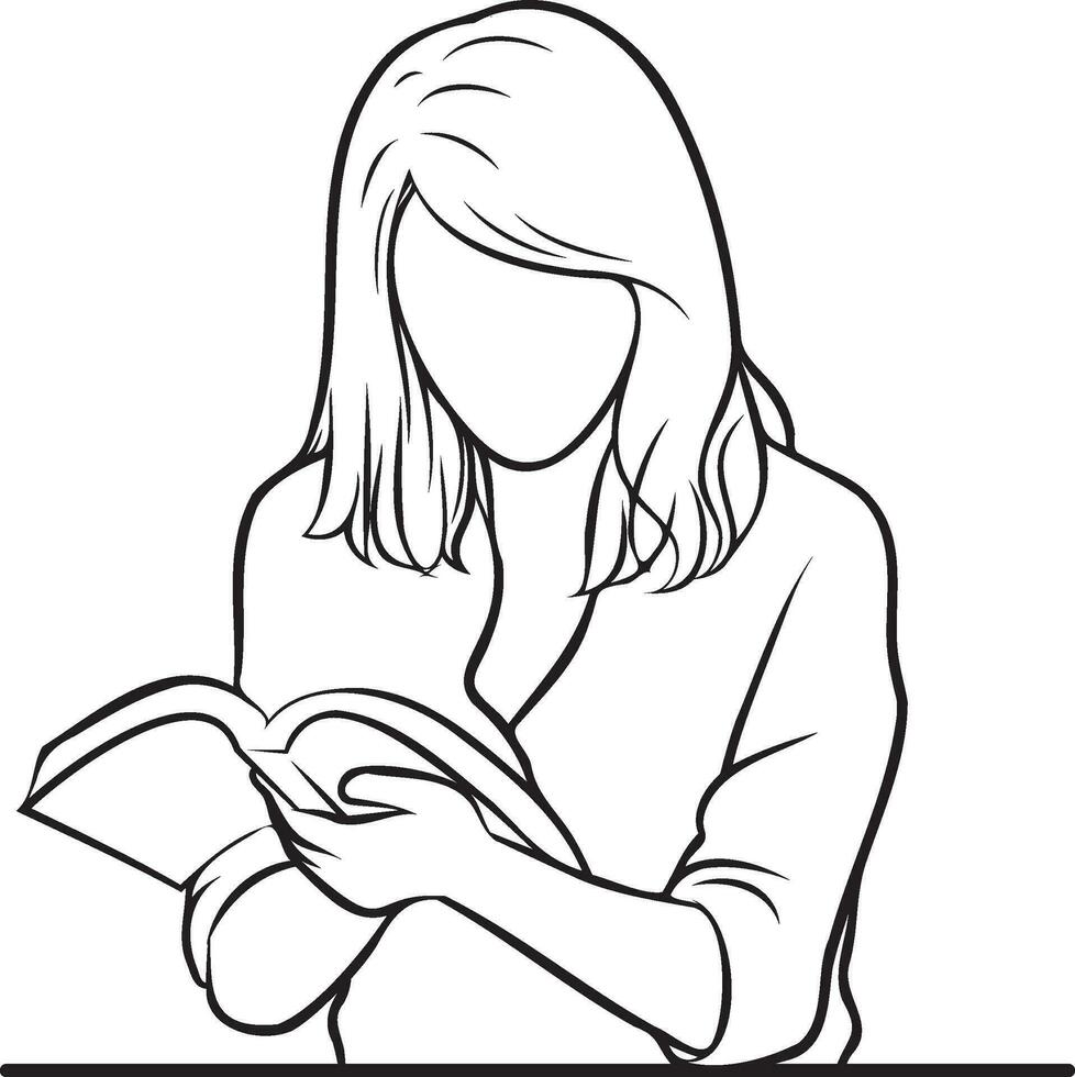 College Student Line Drawing. vector