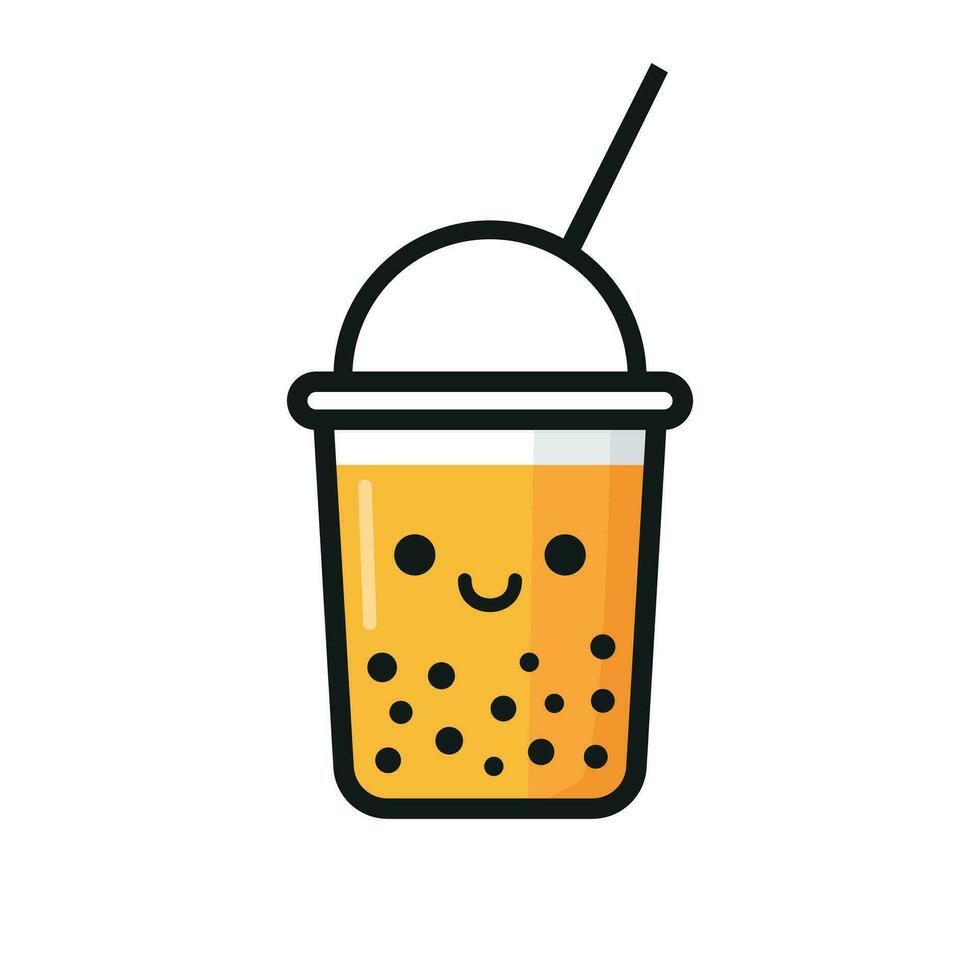 Bubble tea vector icon design. Kawaii drink illustration design.