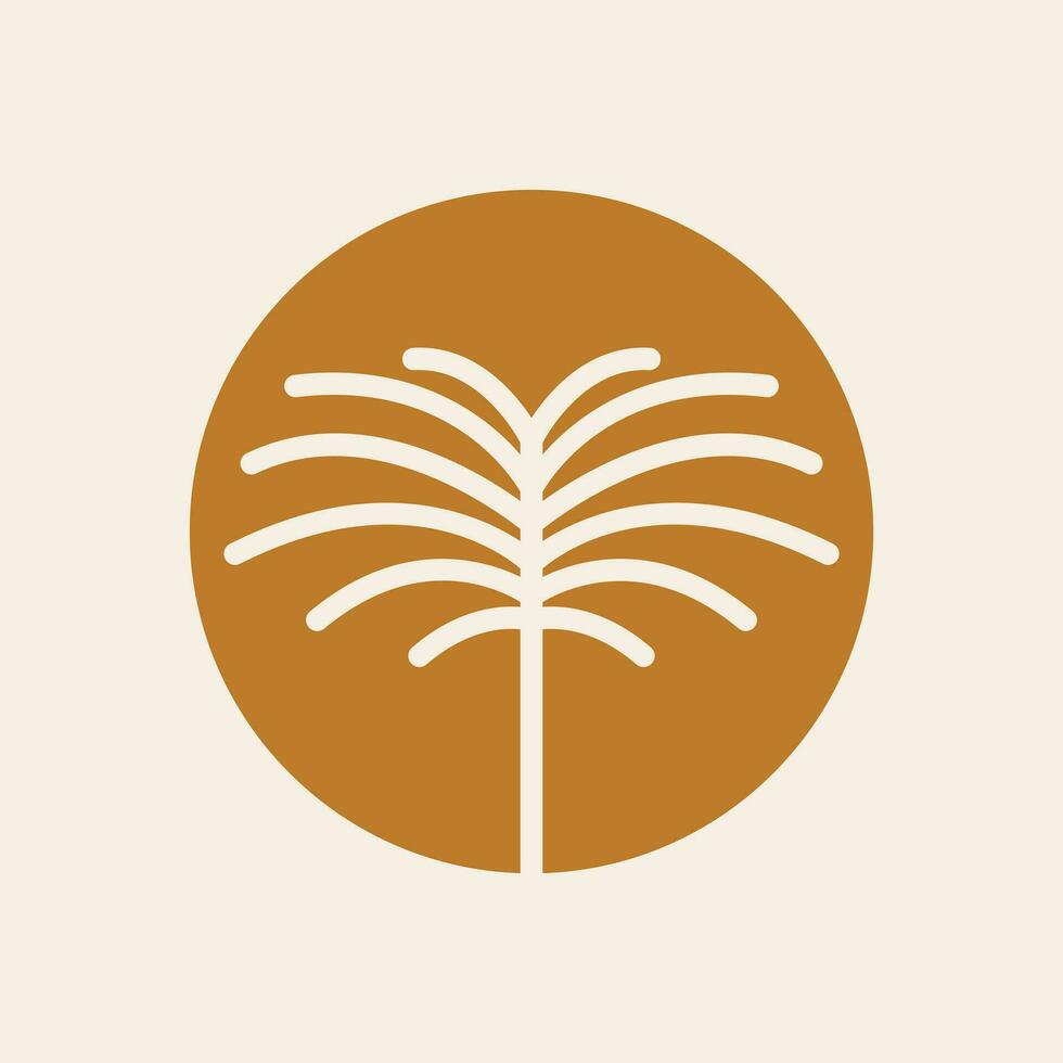 Bohemian palm tree vector icon design. Tropical vector logo design. Minimalistic geometric style.