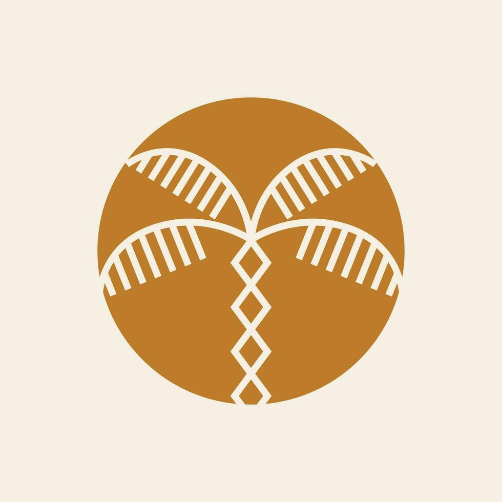Bohemian palm tree vector icon design. Tropical vector logo design. Minimalistic geometric style.