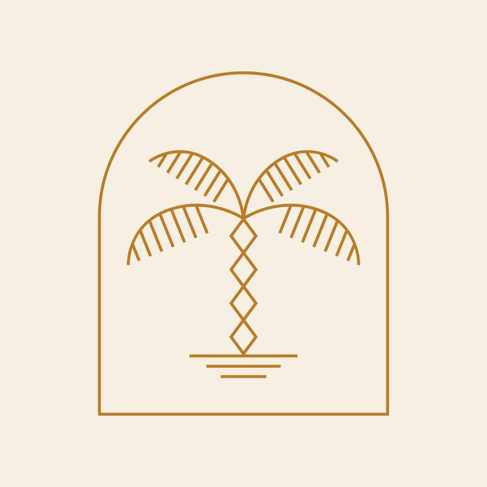 Bohemian palm tree vector icon design. Tropical vector logo design. Minimalistic geometric style.