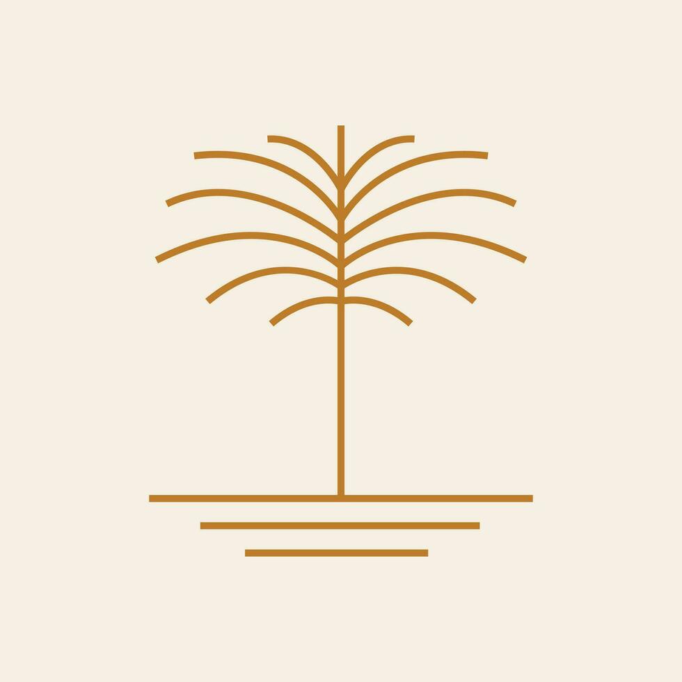 Bohemian palm tree vector icon design. Tropical vector logo design. Minimalistic geometric style.