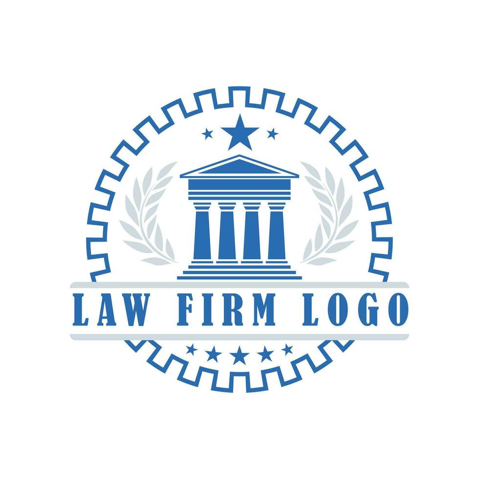 Law firm vector logo design. Ancient Greek style round logo template.