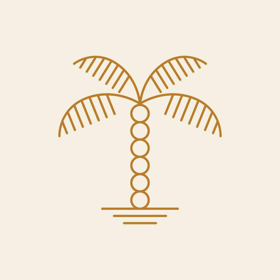 Bohemian palm tree vector icon design. Tropical vector logo design. Minimalistic geometric style.