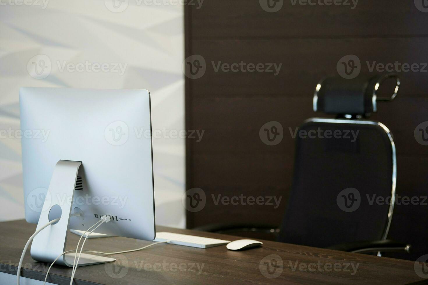 Office workplace. Modern work place for designer. Minimal desktop area for productive work of new employee photo