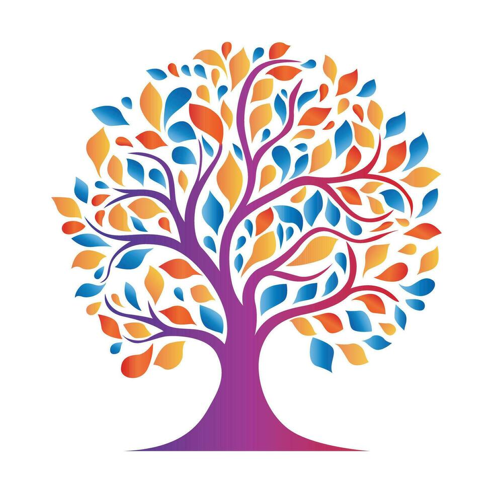 Colorful tree vector icon design. Growth and wisdom logo design.