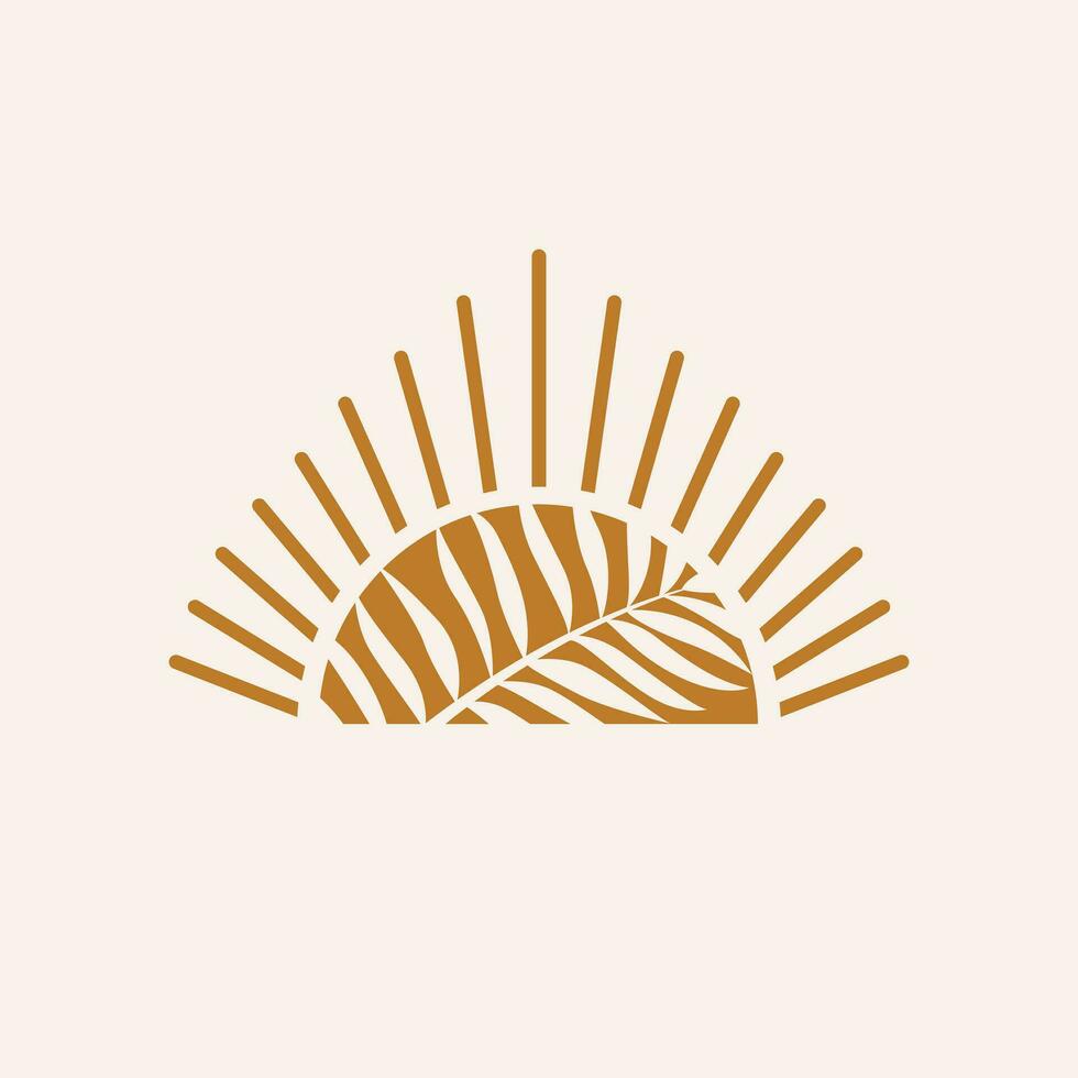 tropical Dom y leves natural logo diseño. bohemio estilo icono. vector