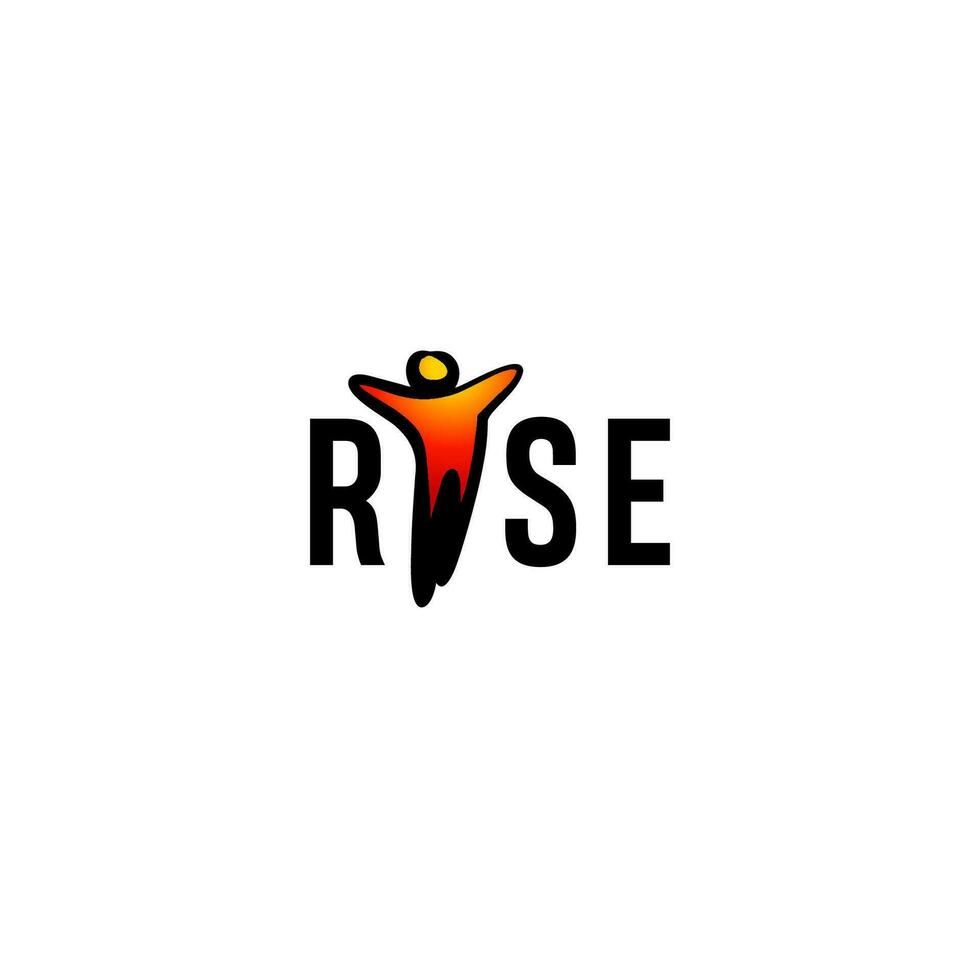 Simple Risen People Logo Design. Risen People Icon Between Words Rise Logo Design. vector