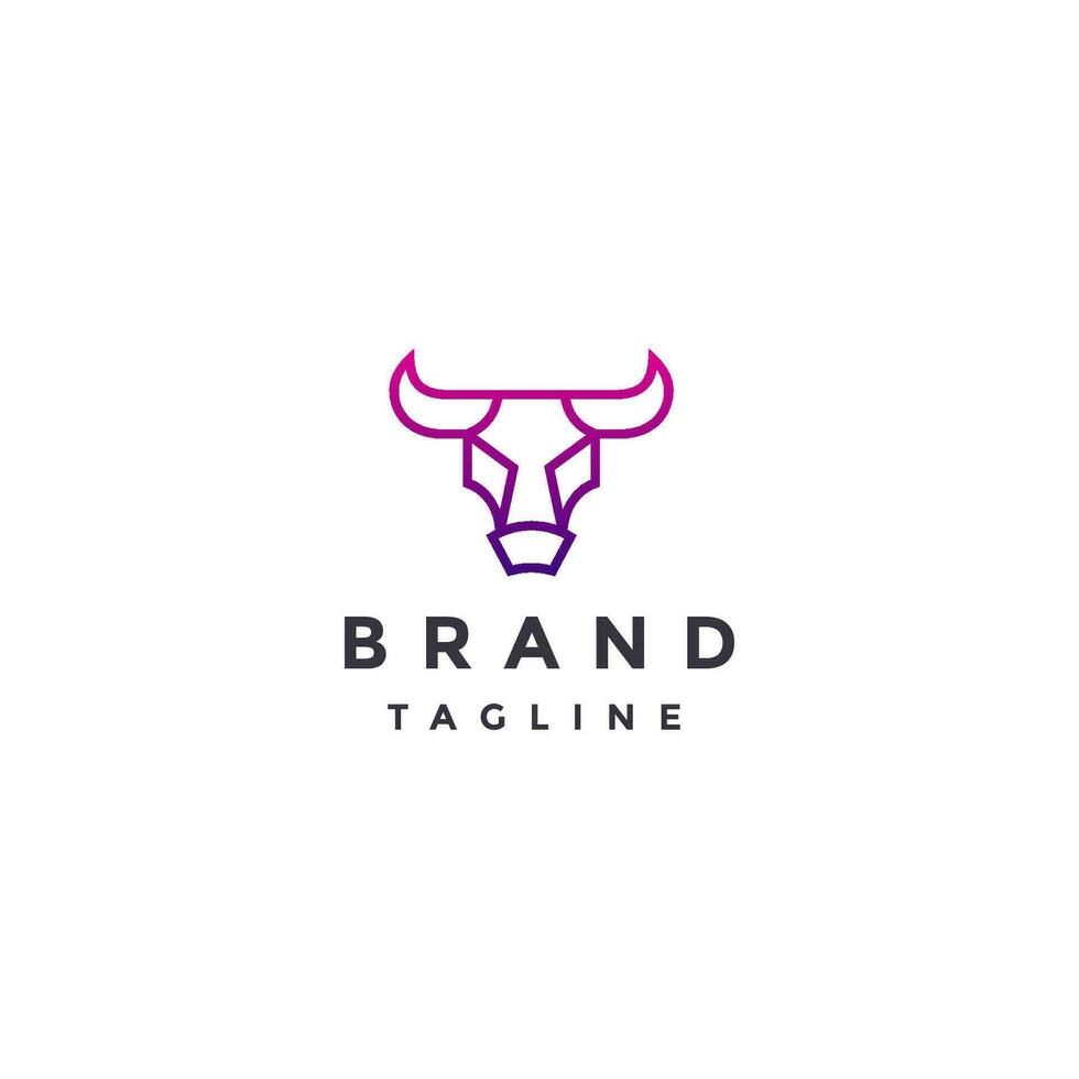 Simple Bulls Head Line Logo Design. Modern Bulls Head Line Tech Logo Design. vector
