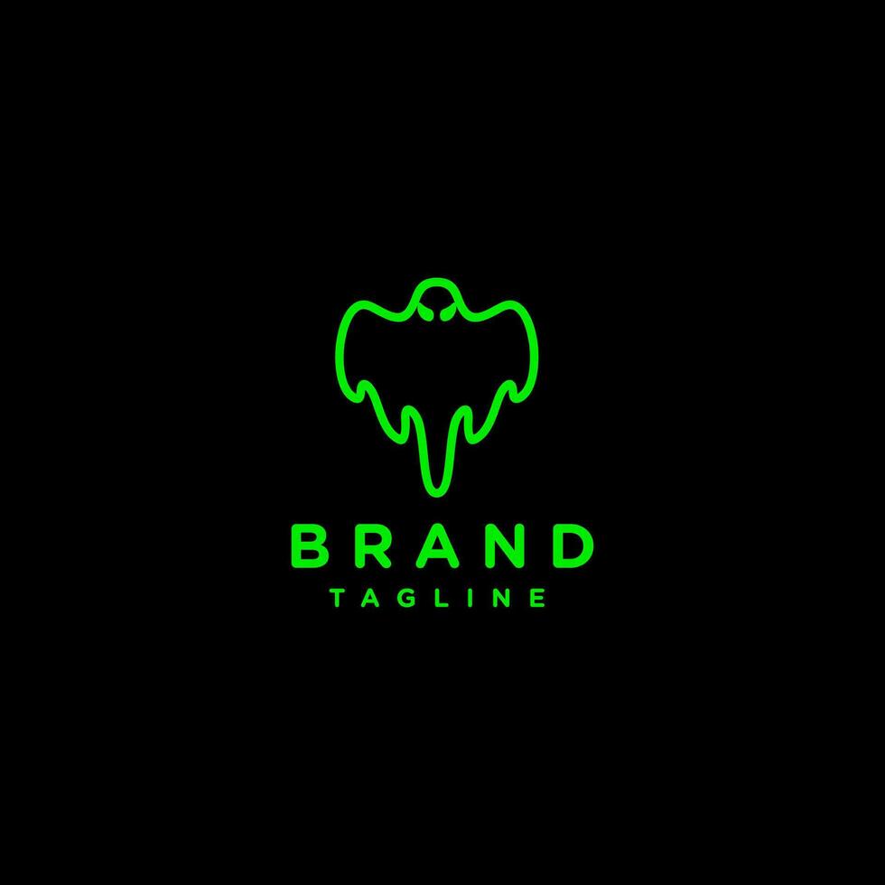 Scary Flying Ghost Logo Design. Creepy Ghost Character Line Logo Design. vector