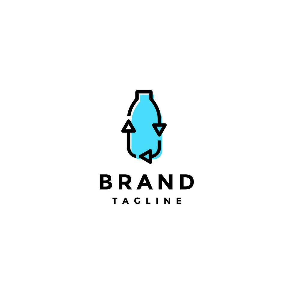 Playful Bottle Recycling Logo Design. Three Lines Symbols Arrows Rotating Forming Bottle Icon Logo Design. vector