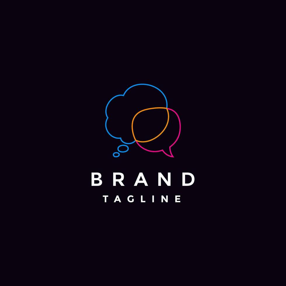 Colorful Text Bubbles Logo Design. Two Colorful Text Bubbles With A Slice Between The Two. vector