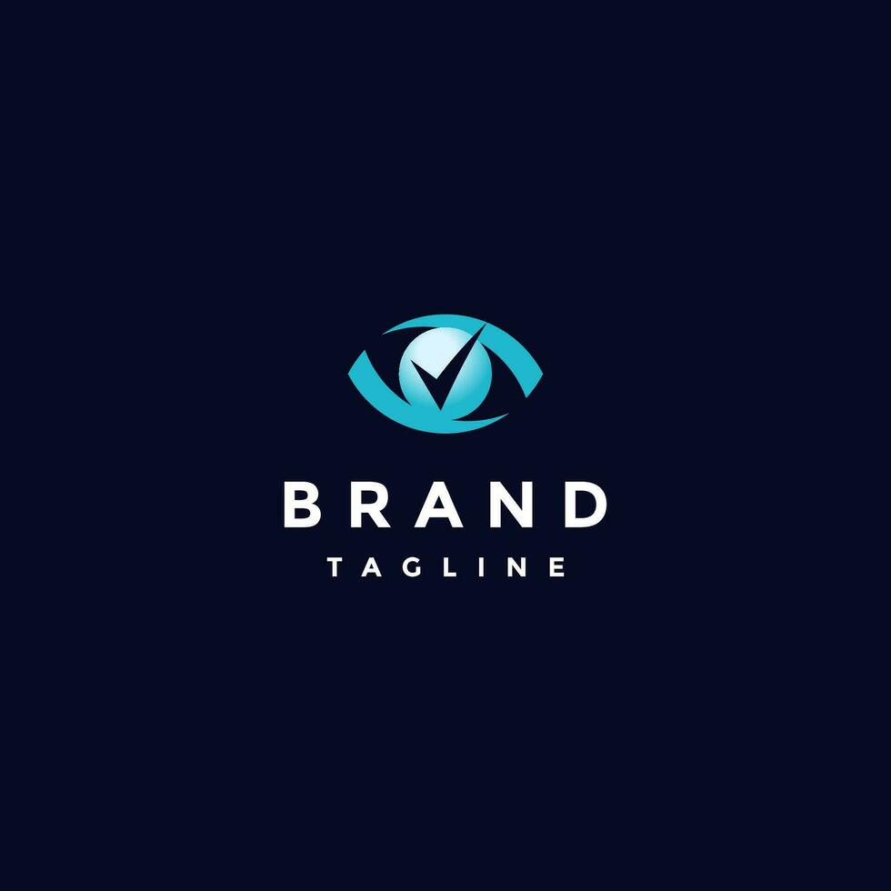 Simple Eye Check Logo Design. Check Icon In The Middle Of Minimalist Eye Symbol Design. vector