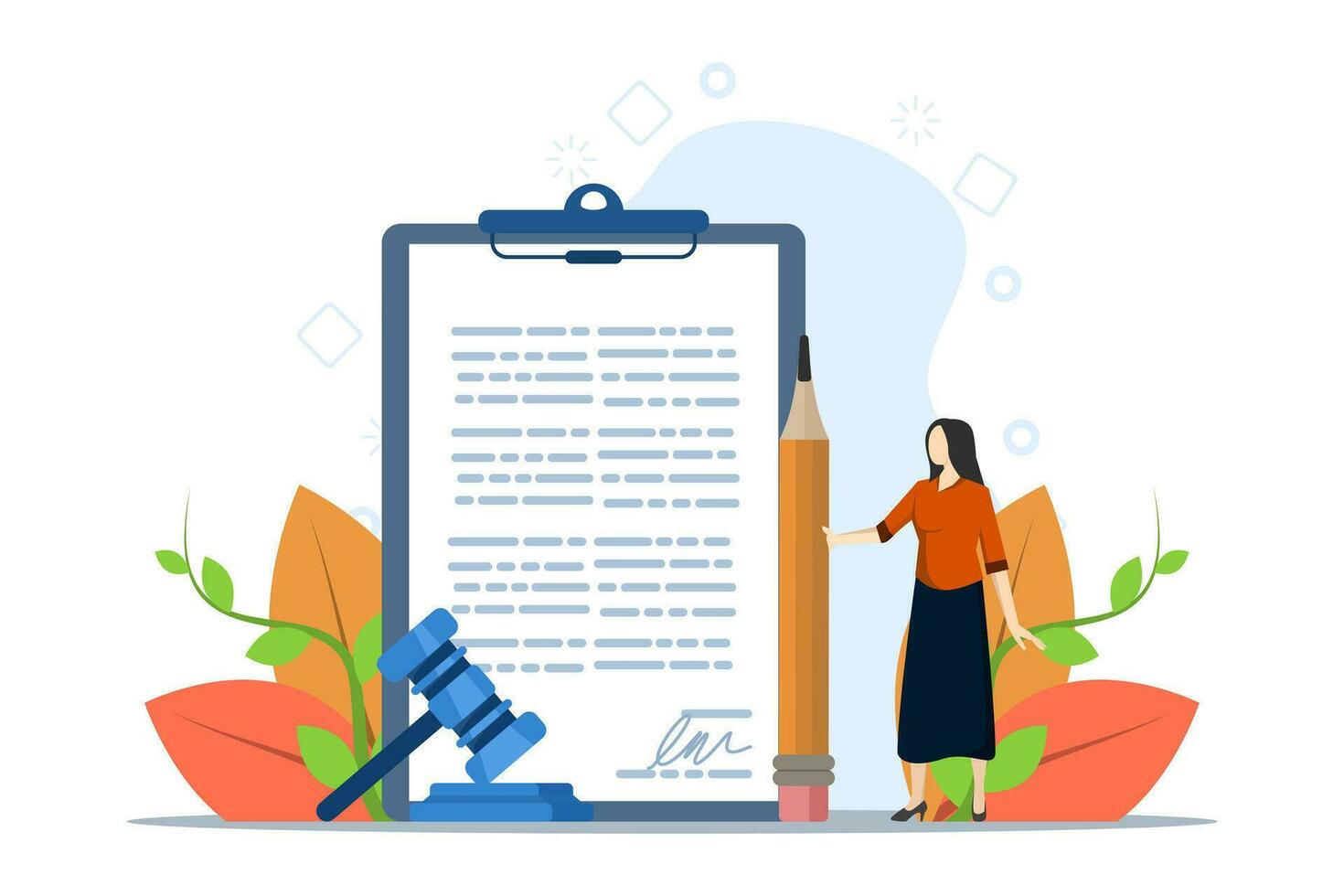 Terms and conditions, privacy policy, legal notice concept with characters. abstract vector illustration of signing a business contract. Company document, agreement check, data protection metaphor.