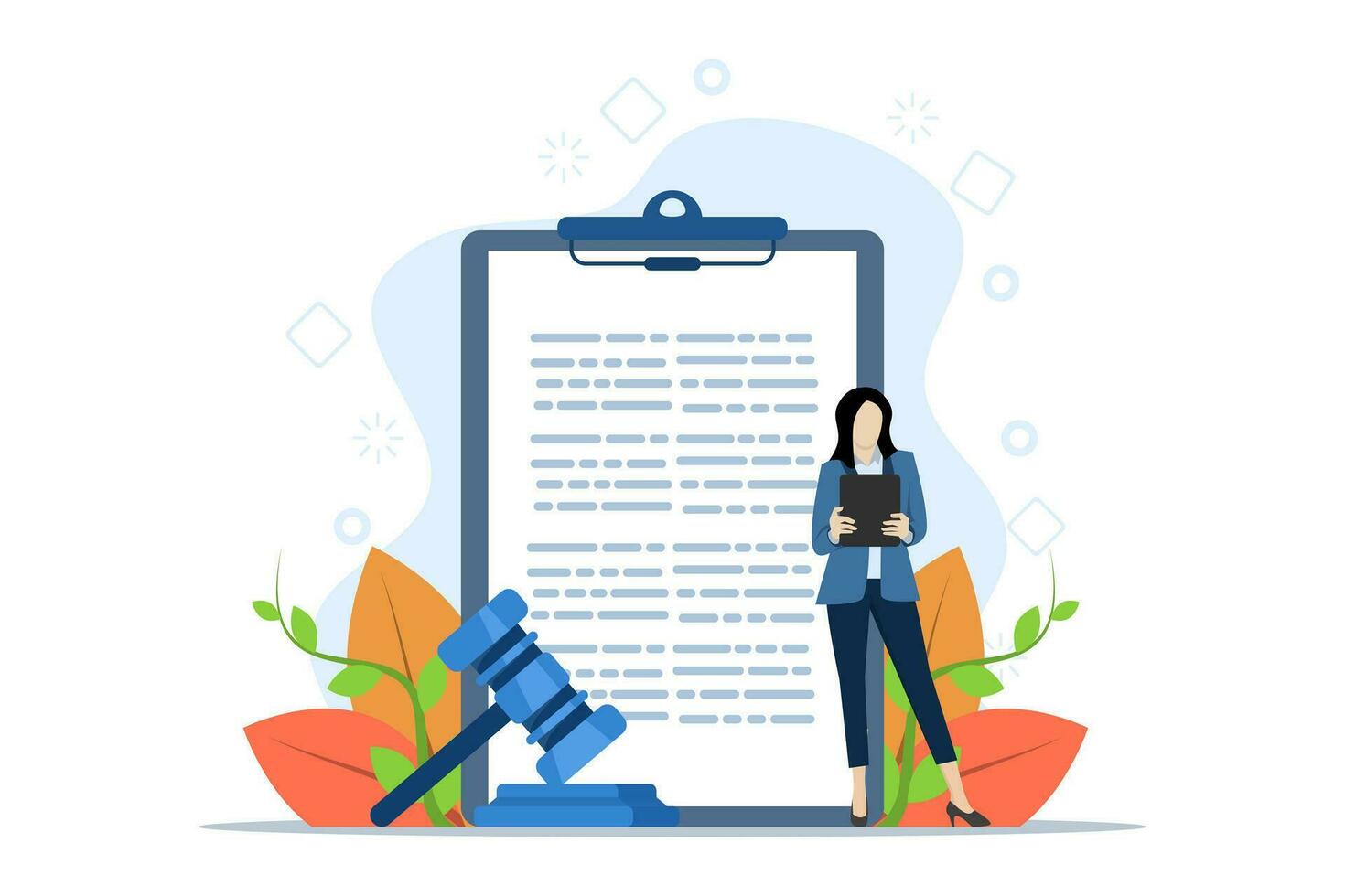 Terms and conditions, privacy policy, legal notice concept with characters. abstract vector illustration of signing a business contract. Company document, agreement check, data protection metaphor.