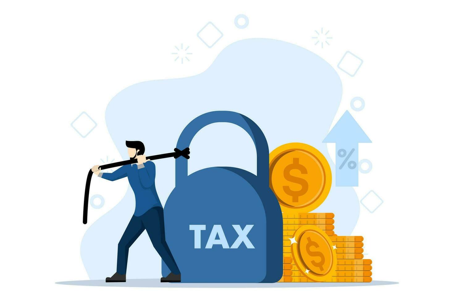Concept of heavy tax, debt, duty, default. Businessmen struggle to collect heavy taxes. Huge tax burden. Vector illustration in flat design for UI, web banner, mobile app 26509384 Vector Art at Vecteezy
