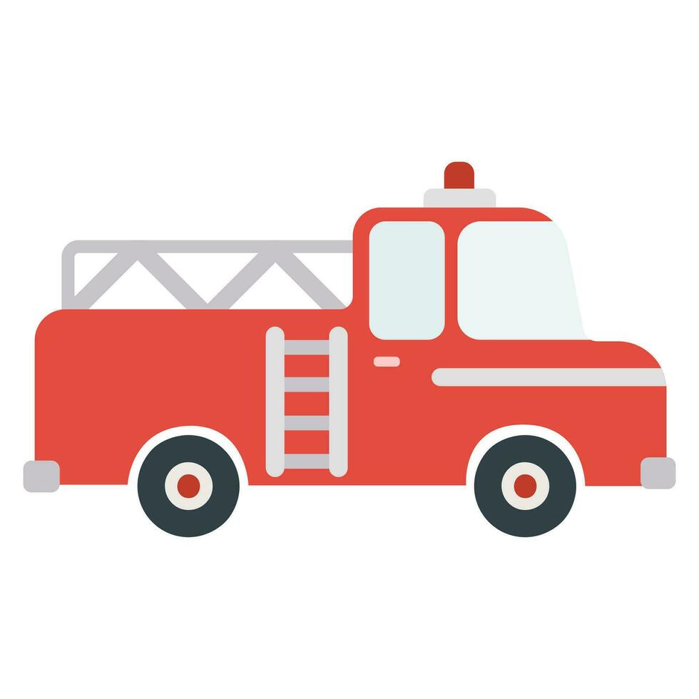 Cartoon fire truck. Vector illustration on a white background.