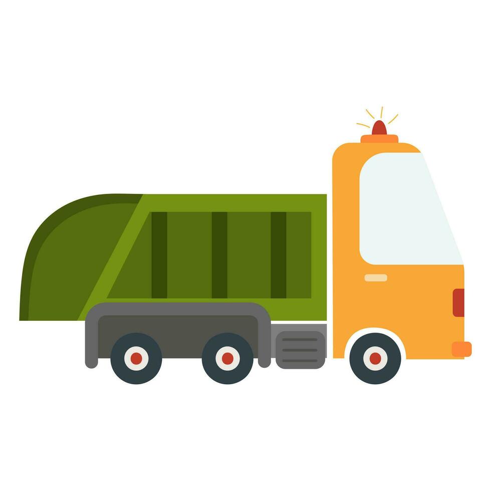 Cartoon car garbage truck. Vector illustration on a white background.