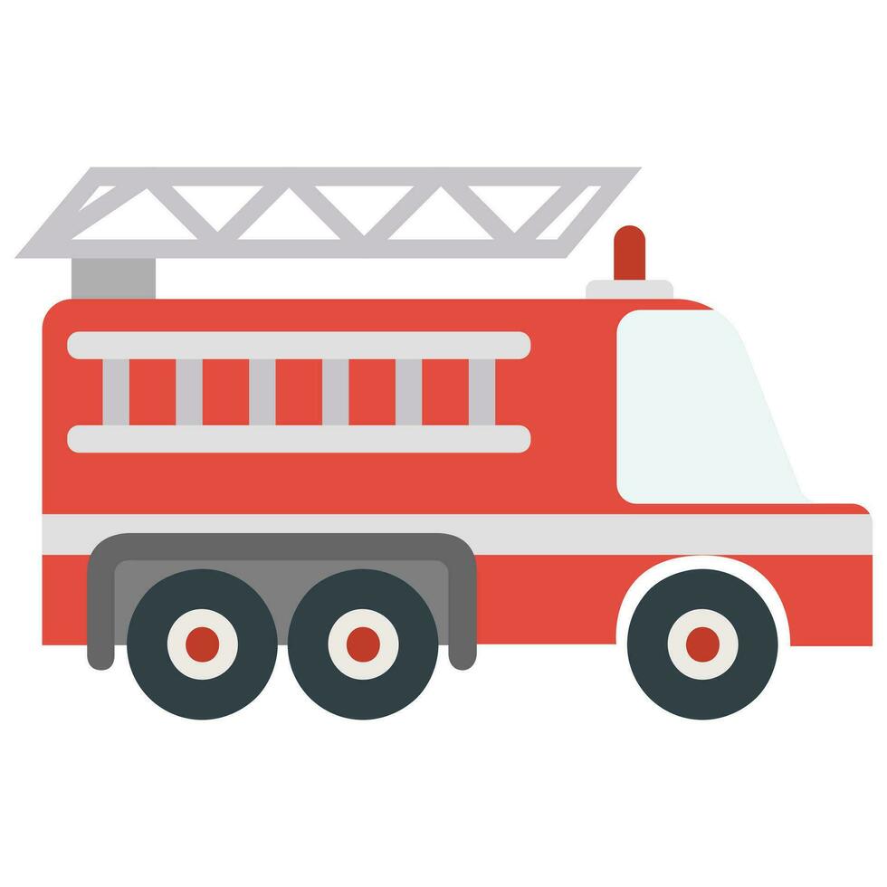 Cartoon fire truck. Vector illustration on a white background.