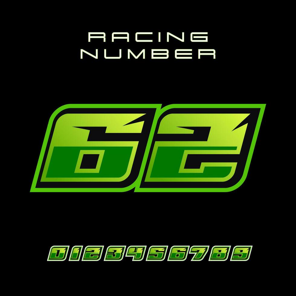 Racing Number 62 Vector Design Template