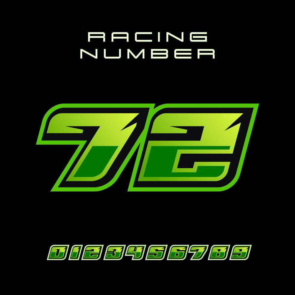 Racing Number 72 Vector Design Template
