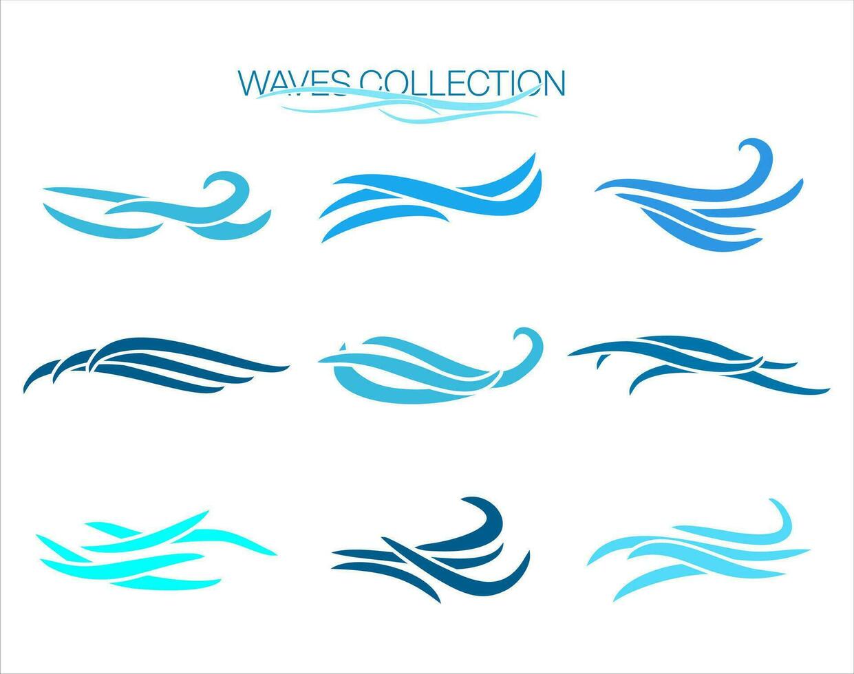 Vector illustration of the blue waves collection
