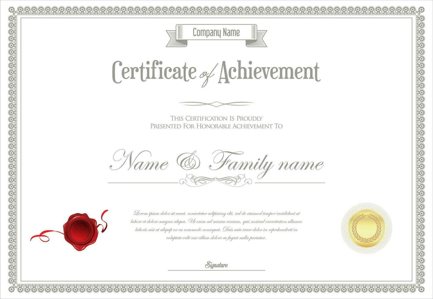 Certificate or diploma retro vintage design vector template