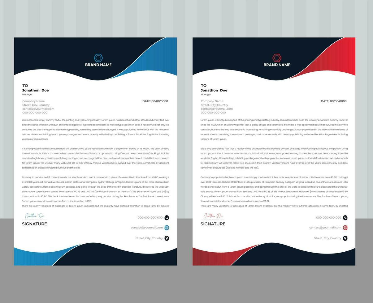 Abstract Letterhead Design Modern Business Letterhead Design Template vector