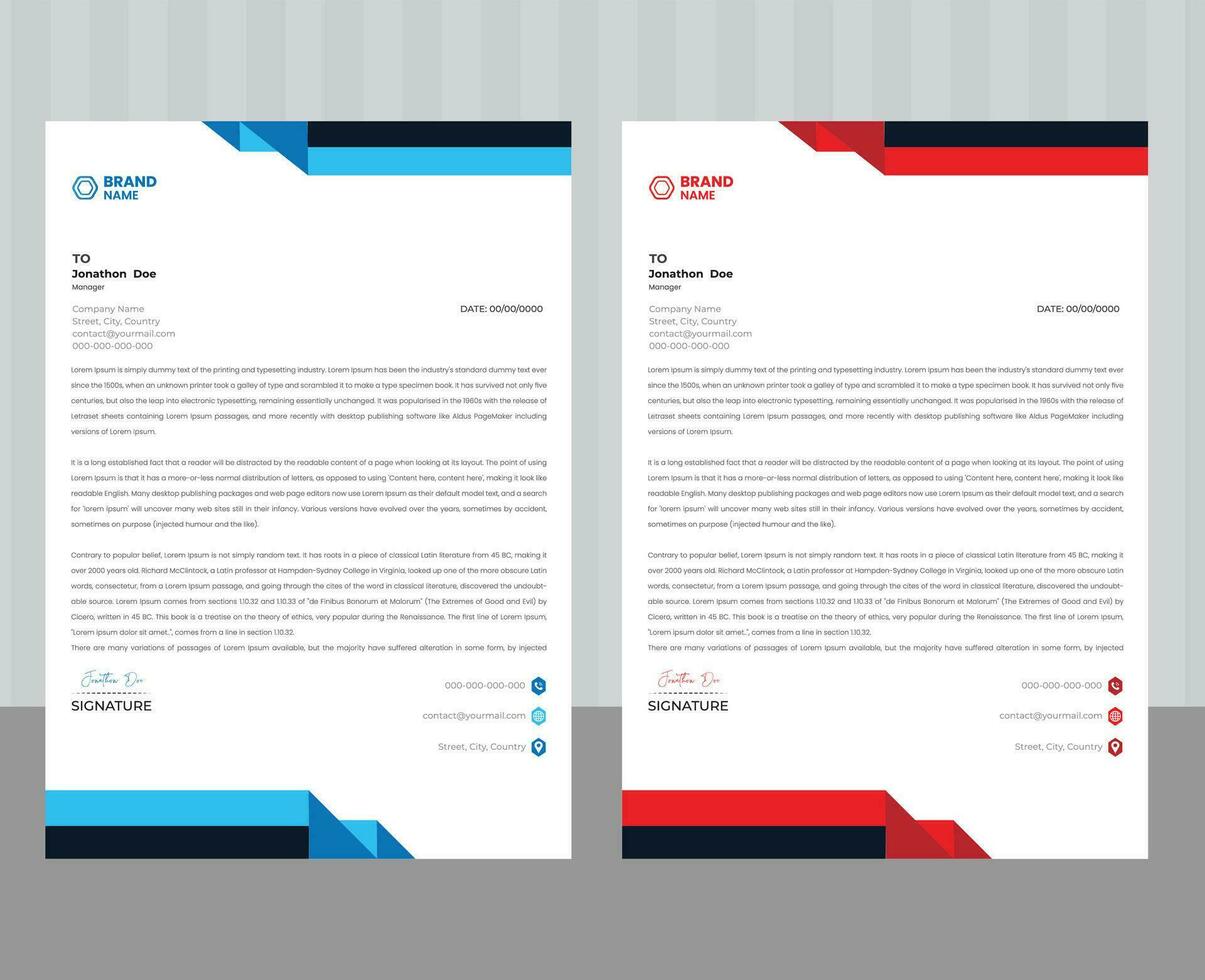 Abstract Letterhead Design Modern Business Letterhead Design Template vector