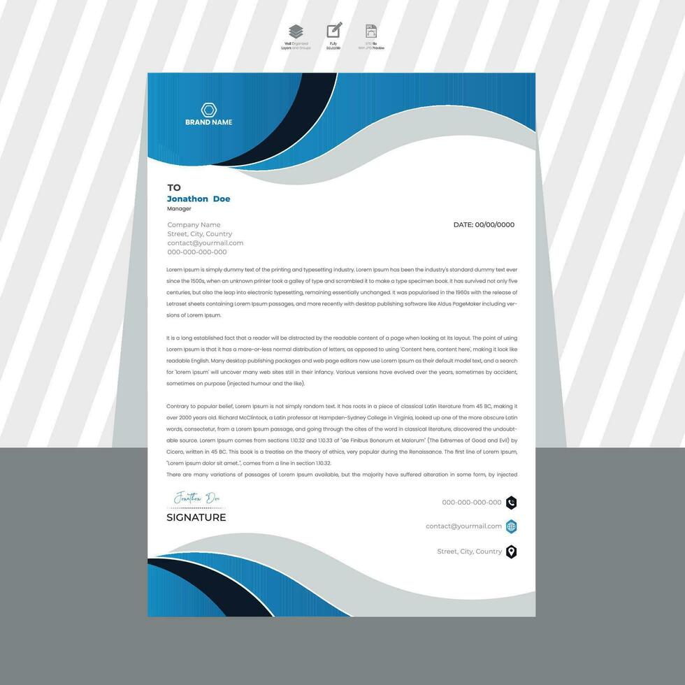 Modern business letterhead template Free Vector