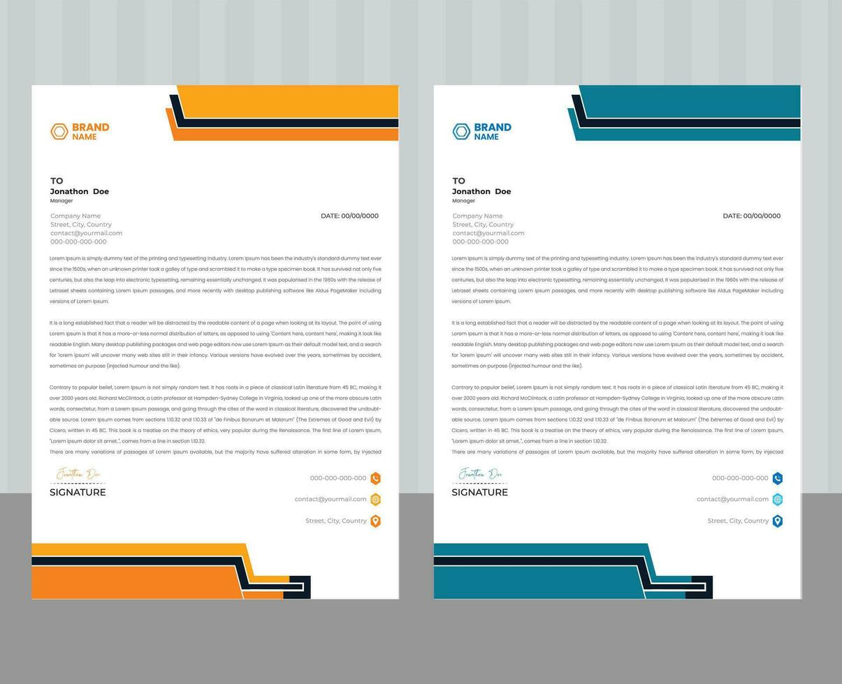 Clean and professional corporate company business letterhead template design with color variation bundle vector