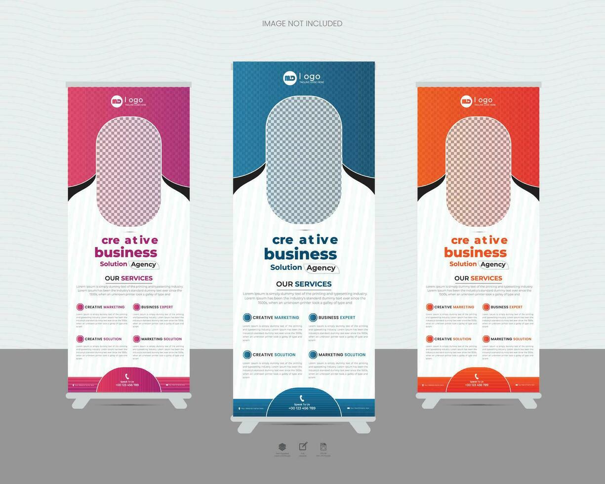 Creative business agency fashion, graduation celebration, roll-up banner design or pull-up banner template vector