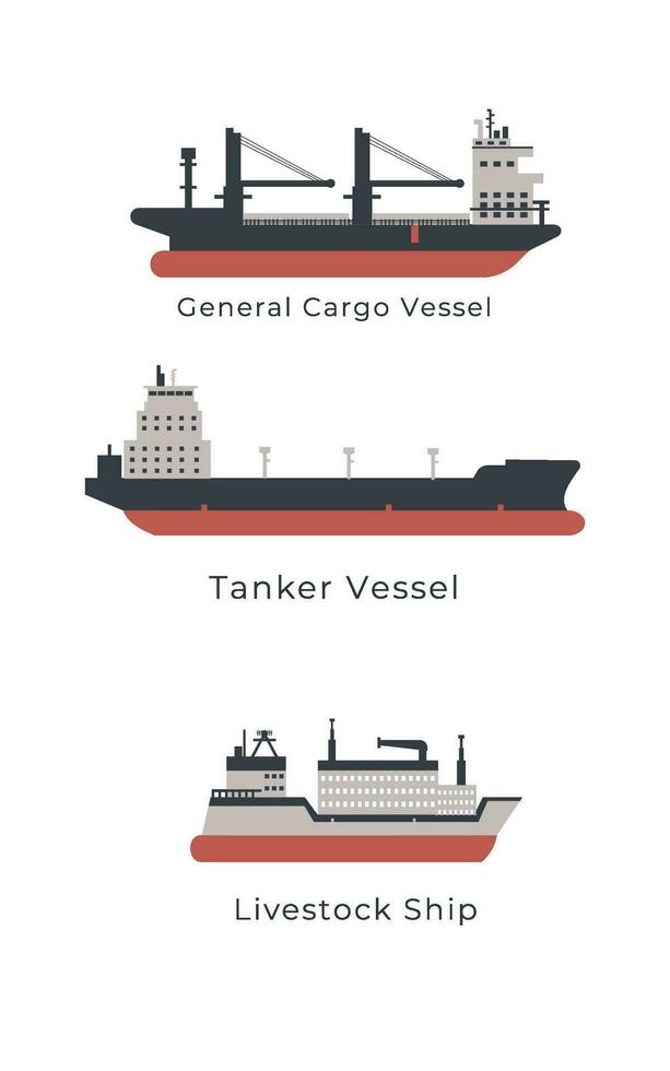 Cargo ship flat illustration vector