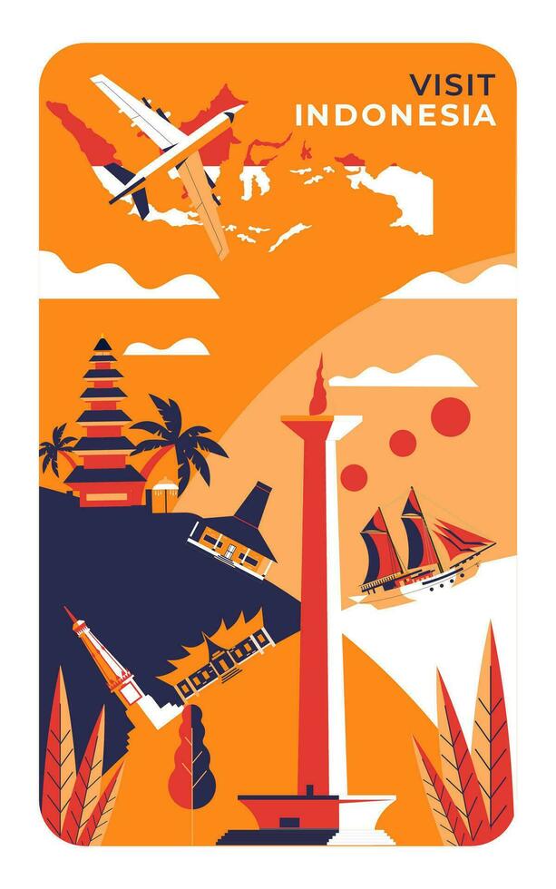 Visit Indonesia tourism and travel vector