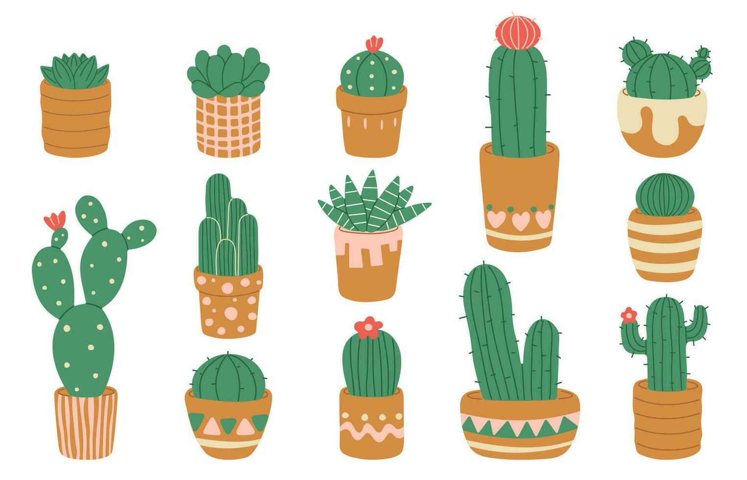 Cactus Collection cute on a white background vector illustration