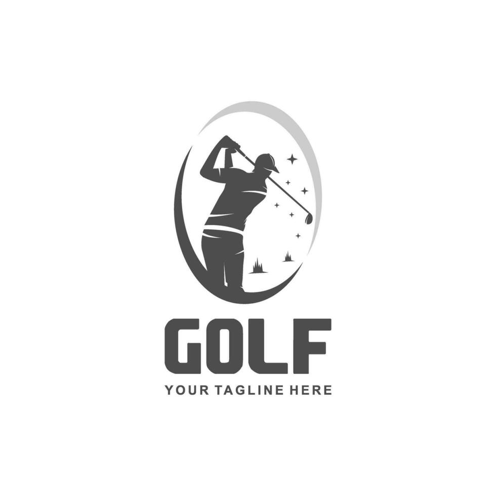 Golf sports, golfer logo, isolated vector silhouette, golf swing. young active men's. Suitable for your design need, logo, illustration, animation, etc.