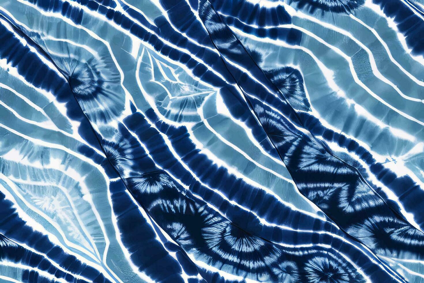 shibori bufanda tye morir batik resumen cepillo tinta espiral remolino tela circulo asiático diseño botánico geométrico repetir dibujo loseta vector verde marrón oscuro azul colores pintar retro , olas azul Oceano