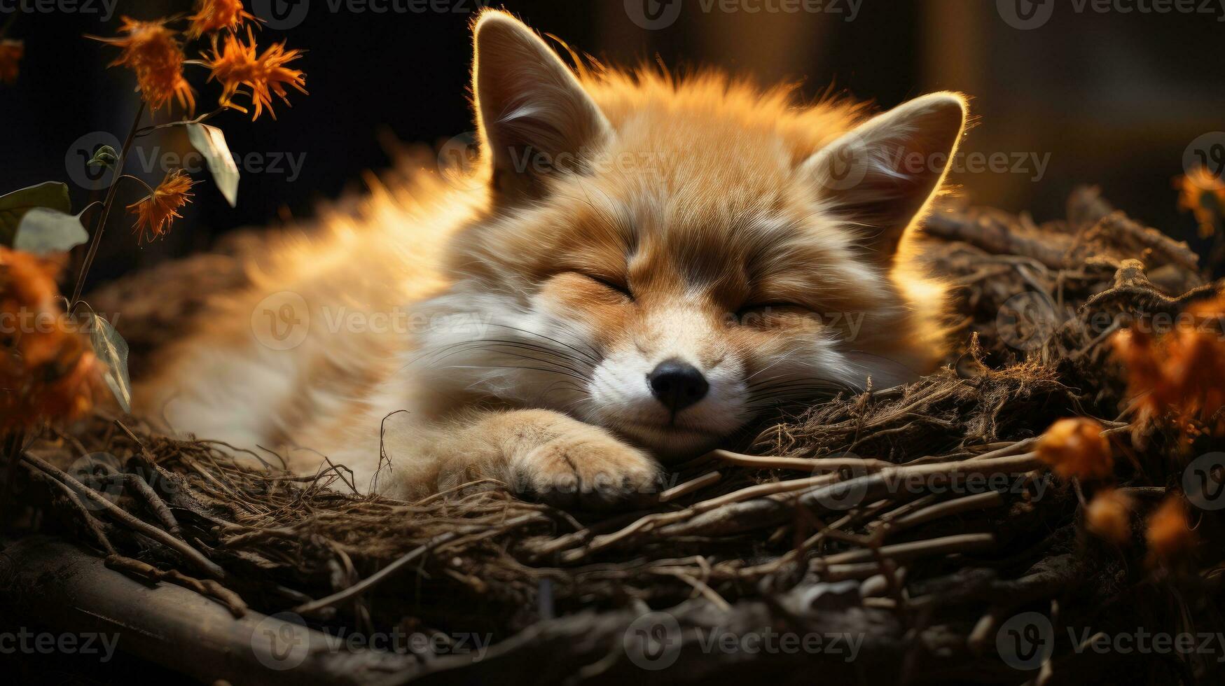 Fox is sleeping AI Generated photo