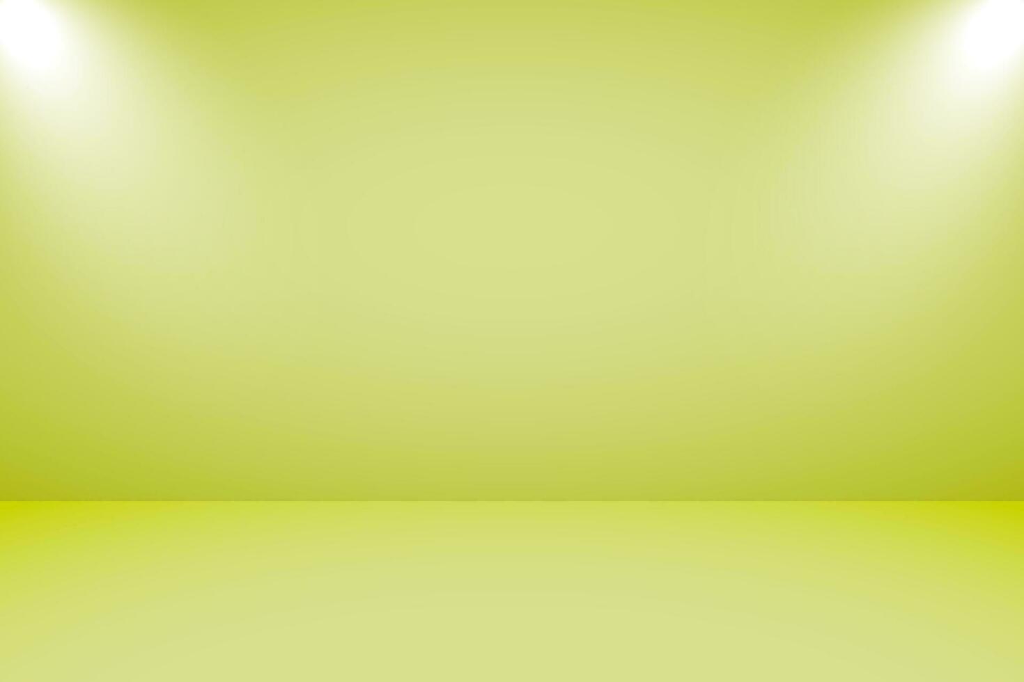 Vector illustration of empty studio with lighting and light yellow background for product display