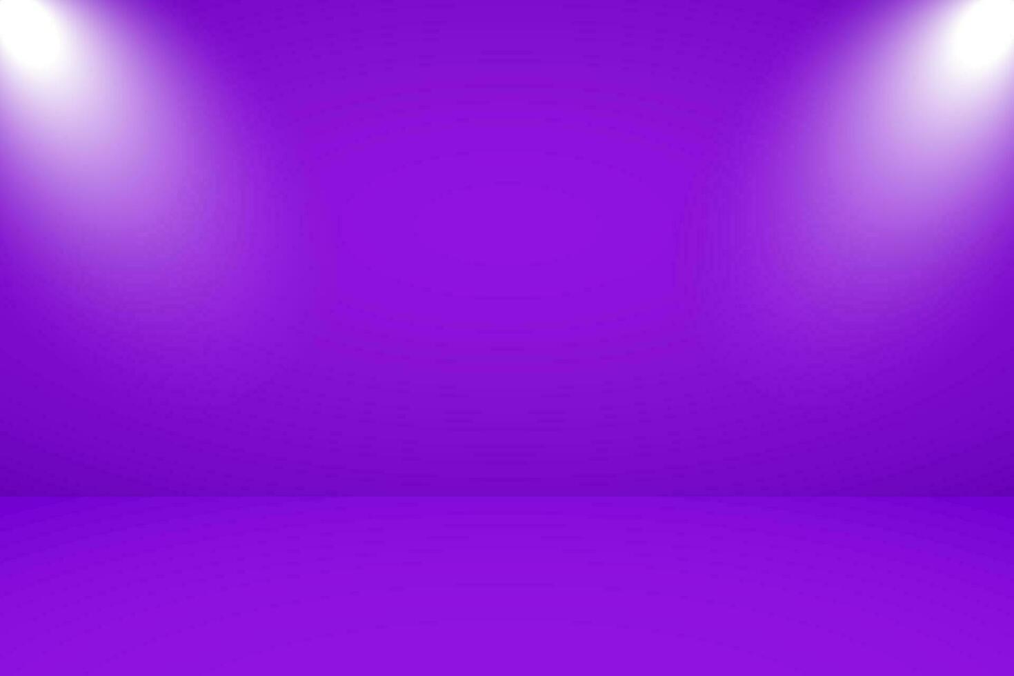Vector illustration of empty studio with lighting and violet background for product display