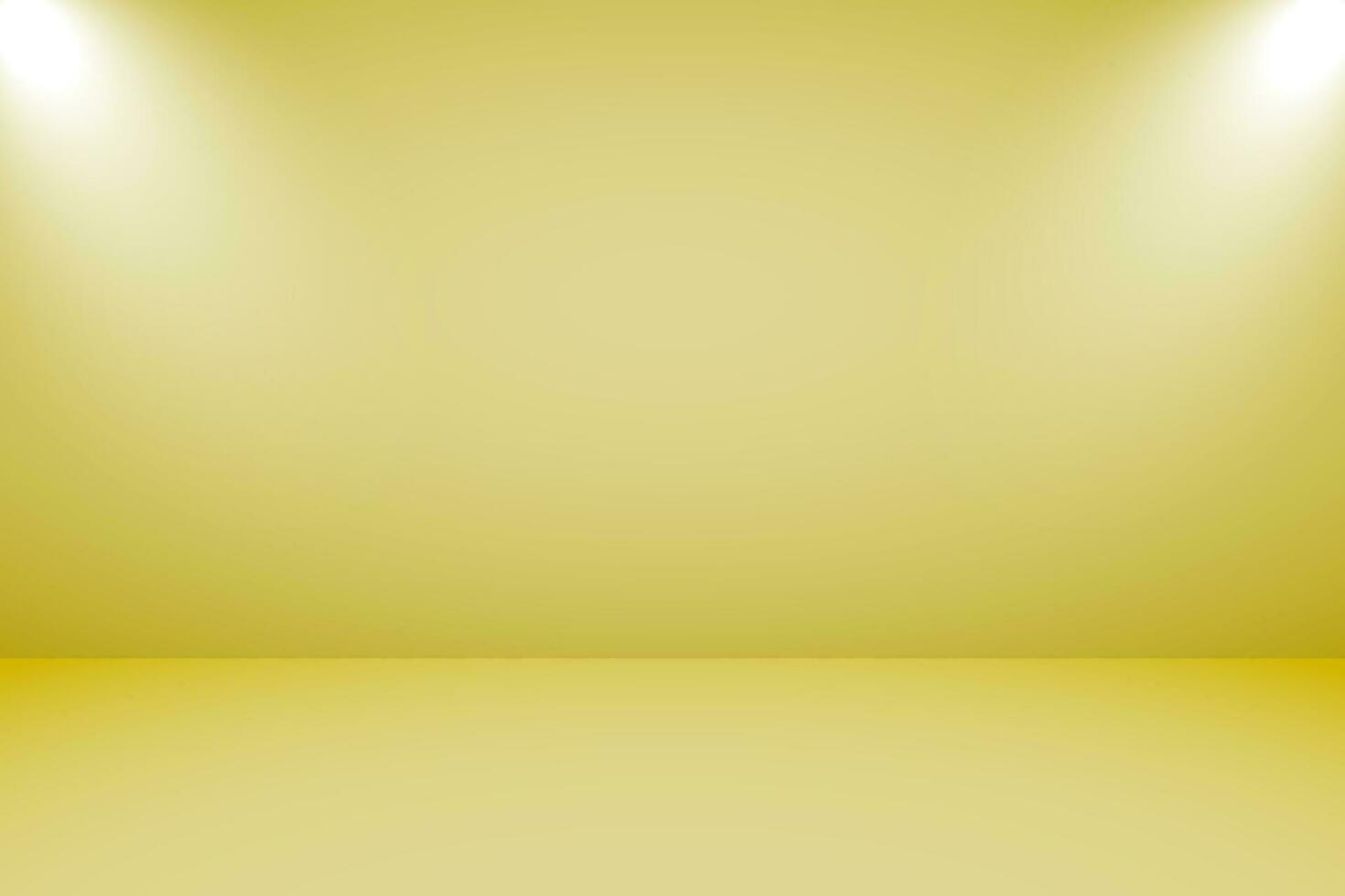 Vector illustration of empty studio with lighting and yellow background for product display
