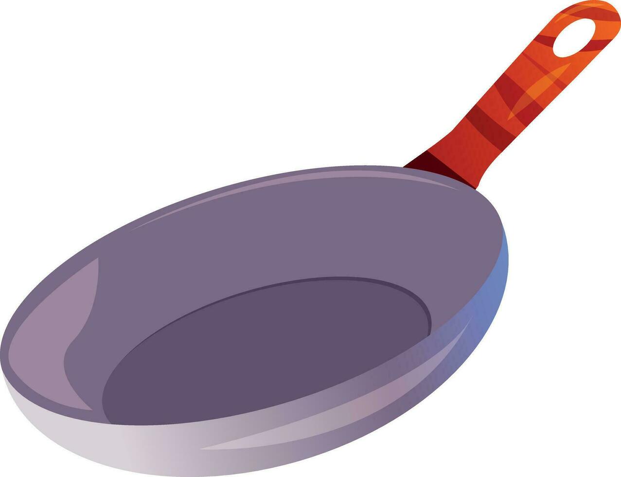 Kitchen frying pan, pan, cooking pot, stewpot with wooden handle. Metal cooking utensil, stainless utensil for frying. Cartoon vector illustration for food apps, websites and menues.