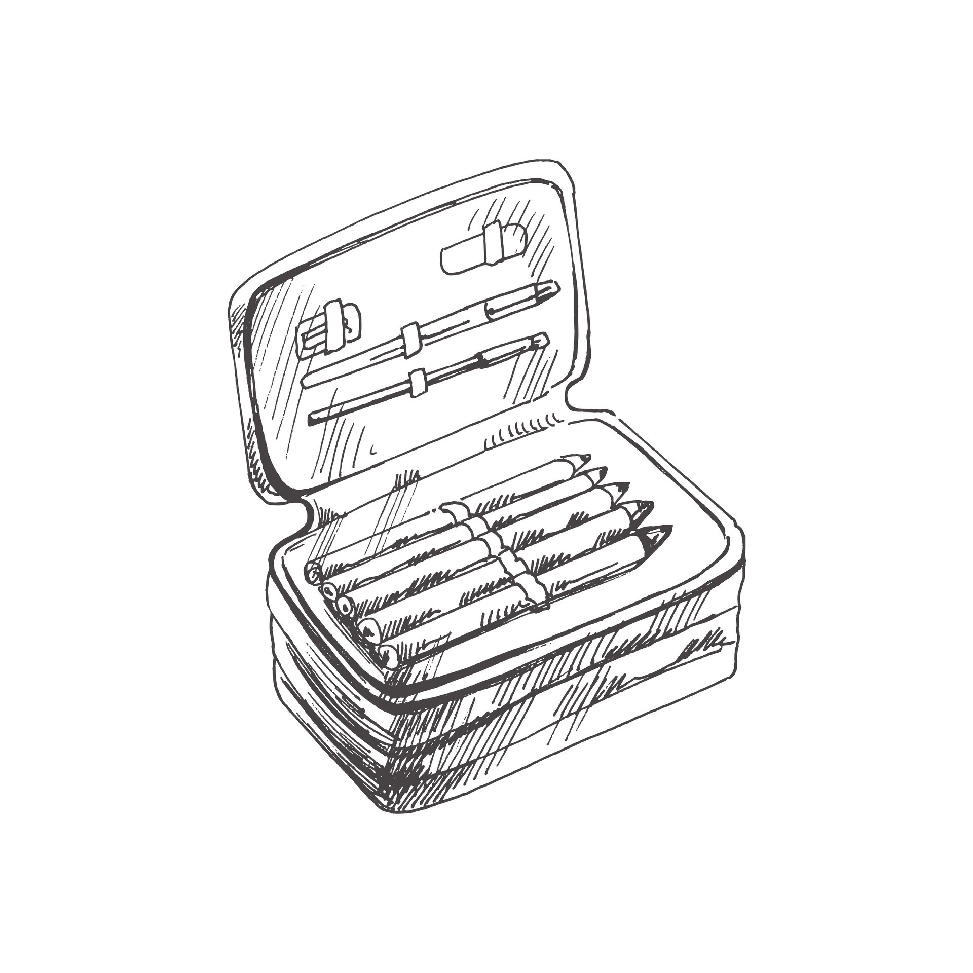 Vector hand-drawn school and office supplies Illustration. Detailed