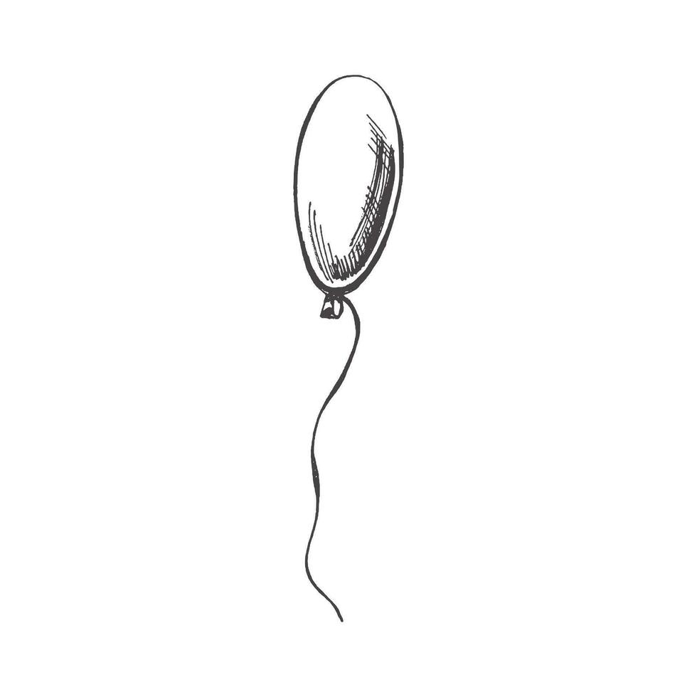 Hand drawn sketch of balloon isolated on white background. Template for postcard, banner, poster, web design. Back to School. vector